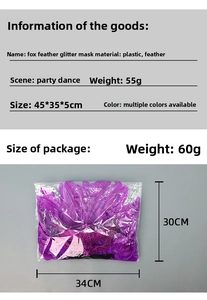 Veren vos masker voor Halloween feest, maskerade en kostuum evenementen. Kunststof en veren.