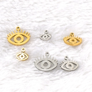 18K gold plated stainless steel evil eye charms in gold and silver for DIY jewelry