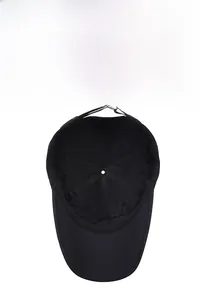 Detail view of the breathable inner lining and moisture-wicking band of this sports cap
