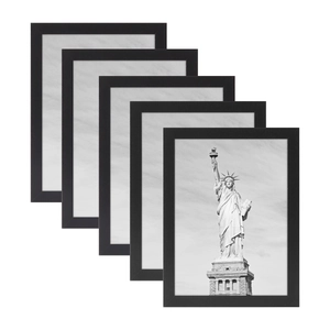 5-piece set of minimalist black wooden photo frames for desk and wall display