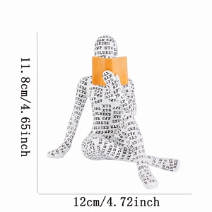 Abstract white pulp reading woman figurine with black letters and orange book