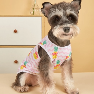 Breathable mesh pet vest with pineapple print for small dogs and cats in summer