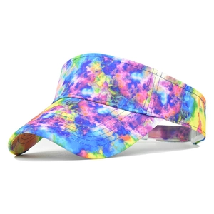 Sun Visor Hat Cotton Canvas Tie Dye Colorful Wide Brim Adjustable Empty Top Outdoor Beach Sports Summer Fashion Women
