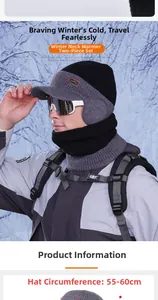 Détail du bonnet en tricot d'hiver et du cache-col avec doublure polaire thermique