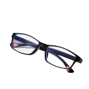 Ultralight black reading glasses with anti-fatigue lenses and orange temple accents