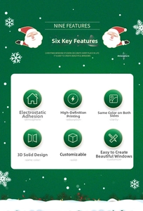 Detailed view of 3D Christmas window stickers with double-sided HD color printing