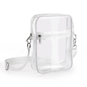 Clear Crossbody Bag Transparent PVC Waterproof Stadium Approved Shoulder Purse With Adjustable Strap Zipper Pockets Travel