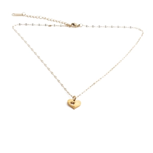 Titanium steel heart pendant necklace in gold finish with hollow heart cutout design