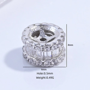 S925 sterling silver 6mm spacer bead with zirconia crystals for DIY jewelry making