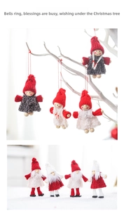 Détails de poupées de Noël avec bonnets en tricot et fausse fourrure pour décoration