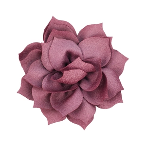 Close-up of a 8cm multi-layered lotus fabric flower in rose purple for DIY hair accessories