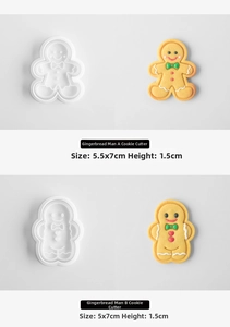 Detail view of Gingerbread Man cookie mold set showing two sizes with internal textures