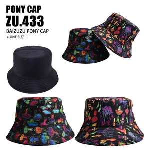 Mushroom Pattern Bucket Hat Polyester Wide Brim Outdoor Sun Protection Psychedelic Style Streetwear Unisex Adult Headwear