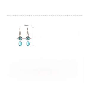 Detailed chart showing size 6.5x3cm and material specs for floral drop earrings