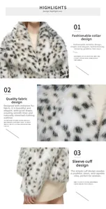 Macro shot of high-quality leopard faux fur texture and lapel collar of the winter coat