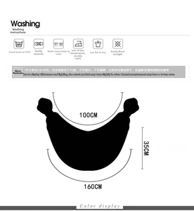Size chart showing 160cm length and washing instructions for the knitted shoulder wrap