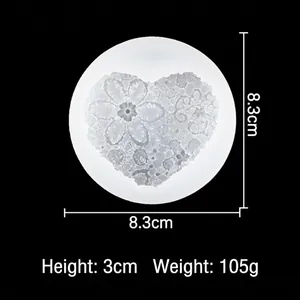 Heart lace silicone mold for candles and soaps, 8.3x3cm size for DIY craft projects
