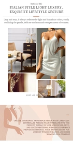 Detail of silver silk satin nightgown showing the deep V-neck and thin shoulder straps
