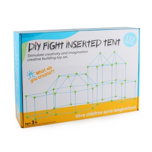 DIY construction tent building kit for kids with 132 pieces including rods and balls