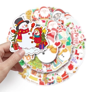 50-piece set of waterproof Christmas snowman stickers for DIY laptops and skateboards
