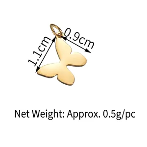 Pendentif papillon en or 18K poli dimensions 1,1cm x 0,9cm poids 0,5g pour bijoux DIY