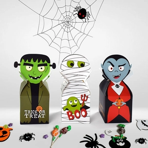 Halloween Candy Box Cartoon Vampire Mummy Frankenstein Shape Paper Gift Box For Party Trick Or Treat Favor Box