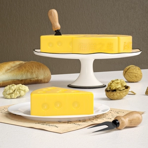 Vista detallada del molde de silicona con forma de queso y textura muy realista