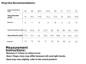 Detailed sizing chart and measurement guide for V-shaped stud earrings and rings