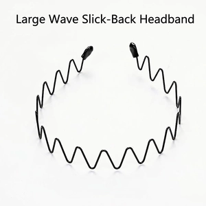 Black wavy serrated headband for slicked-back hair shown on a clean background
