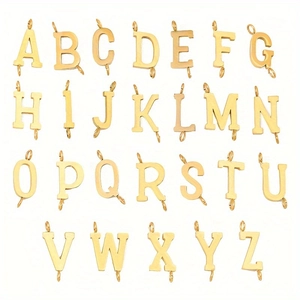 26er Set 18K vergoldete Alphabet-Anhänger mit Doppelringen für DIY-Schmuckherstellung