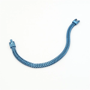 Blue stainless steel double-row curb chain bracelet for men with rectangular clasp