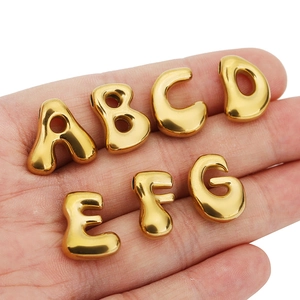 Pendentifs alphabet 3D style ballon A-G en acier inoxydable doré poli pour bijoux