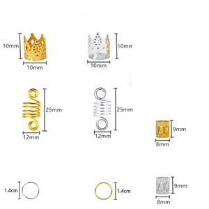 160pcs set of gold and silver dreadlock beads and metal hair rings for hair accessories