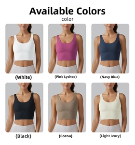 U-neck sports bra cropped top displayed in six diverse colors for yoga and fitness