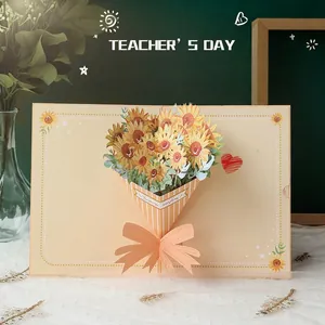 3D Pop Up Greeting Card Flower Bouquet Laser Cut Handmade Paper Gift For Mother Teacher Birthday Anniversary Valentine