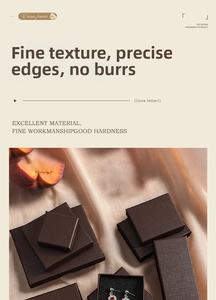 Detail of deep brown textured jewelry gift box with linen pattern finish and precise edges