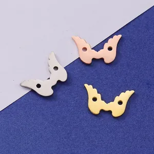 Angel Wings Pendant Connector 304 Stainless Steel Mirror Polished Double Hole Jewelry Making Findings DIY Accessory