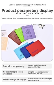 Macro detail of multi-functional PU leather passport covers in six different colors