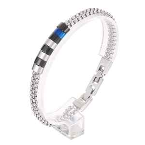 Bracelet chaîne hip-hop en acier inoxydable avec détails bleus et noirs