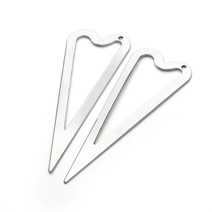 Polished silver stainless steel triangular pendants with heart cutout for jewelry DIY