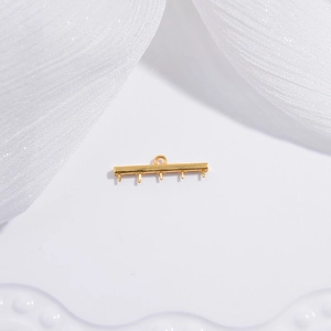 S925 sterling silver 5-bead balance beam tassel pendant in gold finish for DIY jewelry