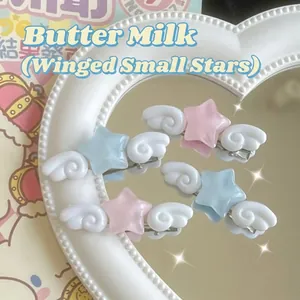Cute Angel Wings Star Hair Clip Plastic Resin Duckbill Side Clip Harajuku Y2K Sweet Accessory For Girls