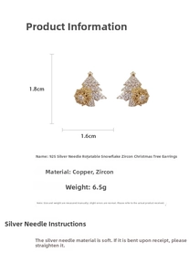 Rotating Christmas tree earrings with dimensions 1.8cm by 1.6cm and cubic zirconia details