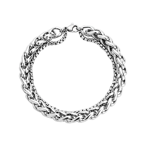 Minimalist double-layer stainless steel dragon bone chain bracelet with polished finish