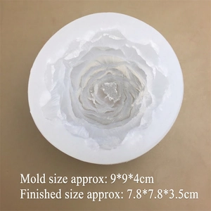 Moule en silicone pivoine pour bougies et savons DIY, dimensions 9x9x4 cm