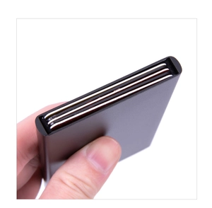 Slim matte black aluminum RFID blocking credit card holder with compact structure