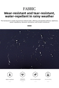 Close-up of waterproof Oxford fabric with water droplets showing tear-resistant texture