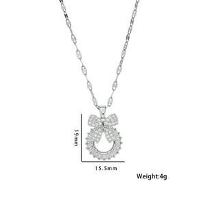 Minimalist silver butterfly wreath necklace with sparkling zircon pavé in 19mm size