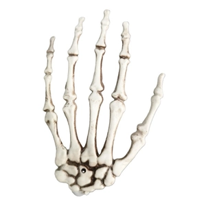 Realistic plastic skeleton hand decoration for Halloween props with vintage bone finish