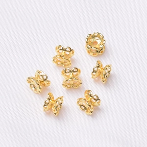 Golden 14K gold filled hollow flower bead spacers for DIY jewelry making and beading